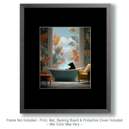 Black Bear Enjoying a Bath - Funny Bathroom Art