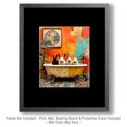 Four Rabbits in a Bathtub - Funny Bathroom Art