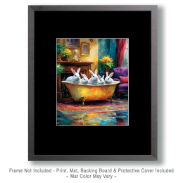 Rabbits in a Bathtub - Funny Bathroom Art