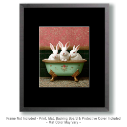 Three Rabbits in a Bathtub - Funny Bathroom Art