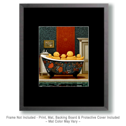 Yellow Duck Family in a Bathtub - Funny Bathroom Art