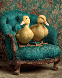 Two Ducks on a Chair - Funny Bathroom Art Print