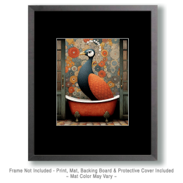 Mid-Century Modern Peacock Wall Art - Funny Bathroom Art