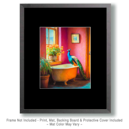 Brilliant Peacock in Bathtub - Funny Bathroom Art
