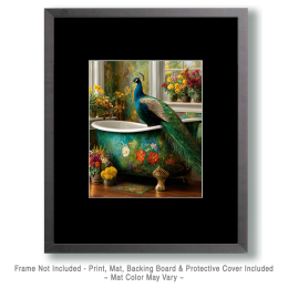 BOHO Peacock in Bathtub - Funny Bathroom Art