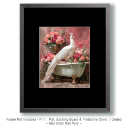 White Peacock in Bathtub - Funny Bathroom Art