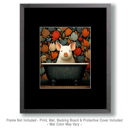 Young Pig in Bathtub - Funny Animal Art