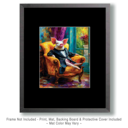 Pig Relaxing in Stuffed Chair - Funny Animal Art