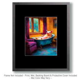 Pig in Bathtub Relaxing - Funny Animal Art