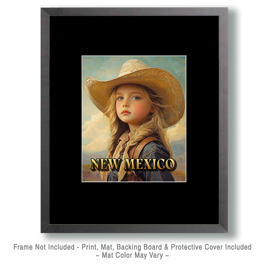 Beautiful Young Cowgirl - New Mexico Souvenir Art Print - Image 2