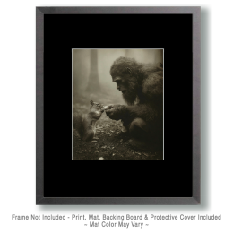 Feeding a Squirrel - Vintage Bigfoot Art