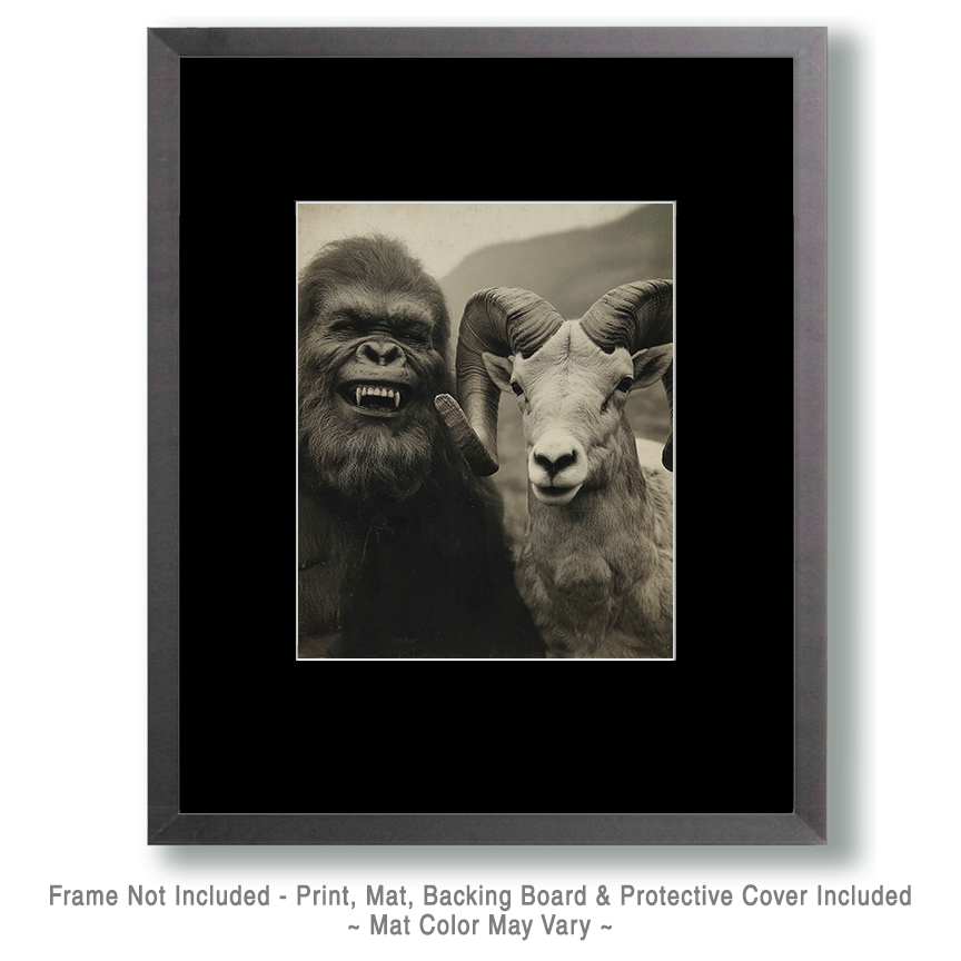 Freddy & Gregory Pose for a Photo - Vintage Bigfoot Art