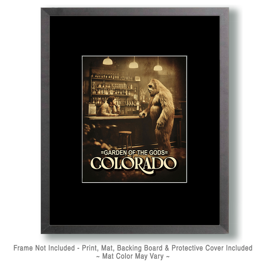 Bigfoot Asking for a Bar Tab - Garden of the Gods Souvenir Art Print - Image 2
