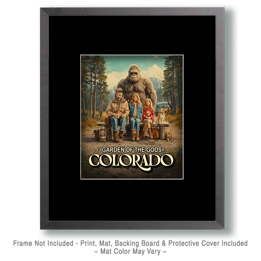 Bigfoot on Family Camping Trip - Garden of the Gods Souvenir Art Print - Image 2