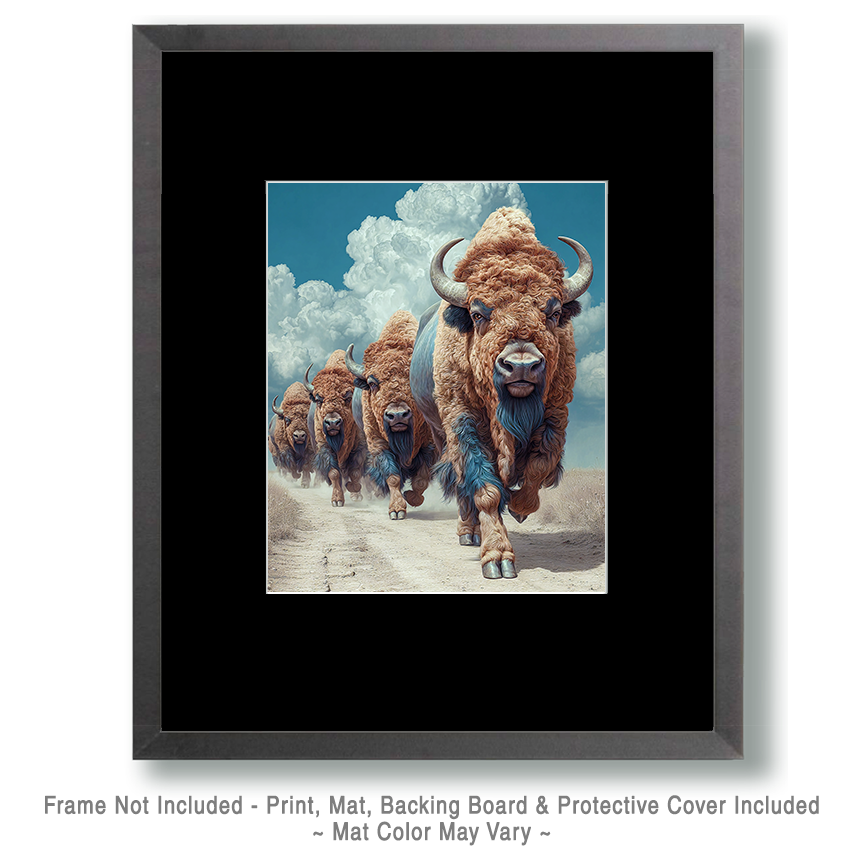 Stampeding Bison Art