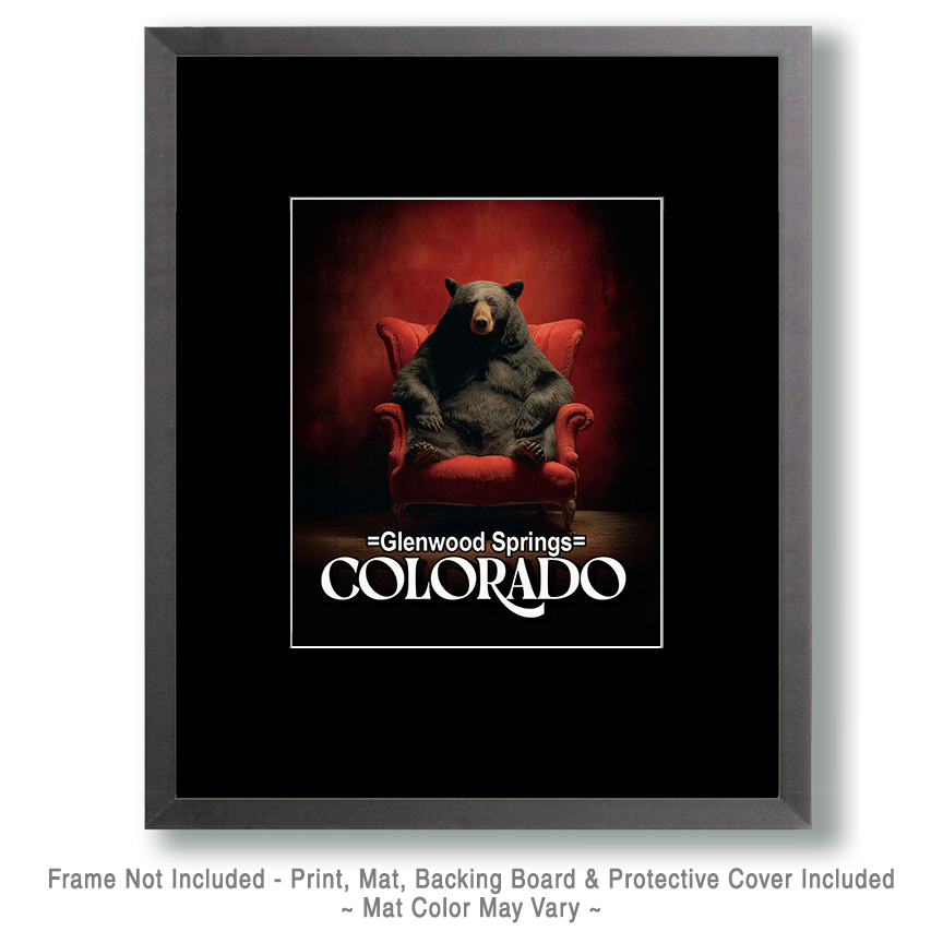 Black Bear in Red Chair - Glenwood Springs Souvenir Art Print - Image 2