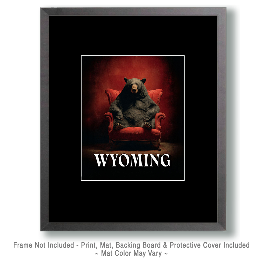 Black Bear in Red Chair - Wyoming Souvenir Art Print - Image 2