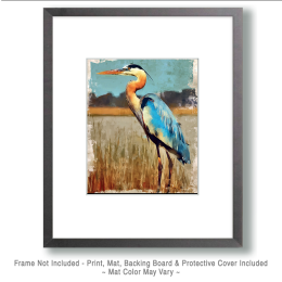 Antique Style Great Blue Heron Art