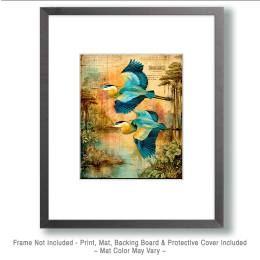 Great Blue Heron Flying Art