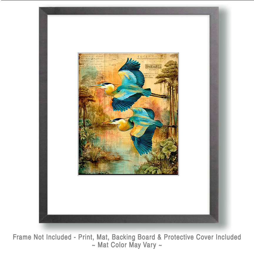 Great Blue Heron Flying Art
