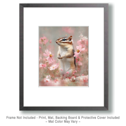 Chipmunk in Pink Wildflowers Art