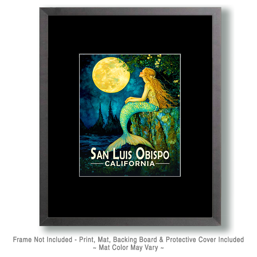 San Luis Obispo California Souvenir Art Print - Contemplating Mermaid - Image 2