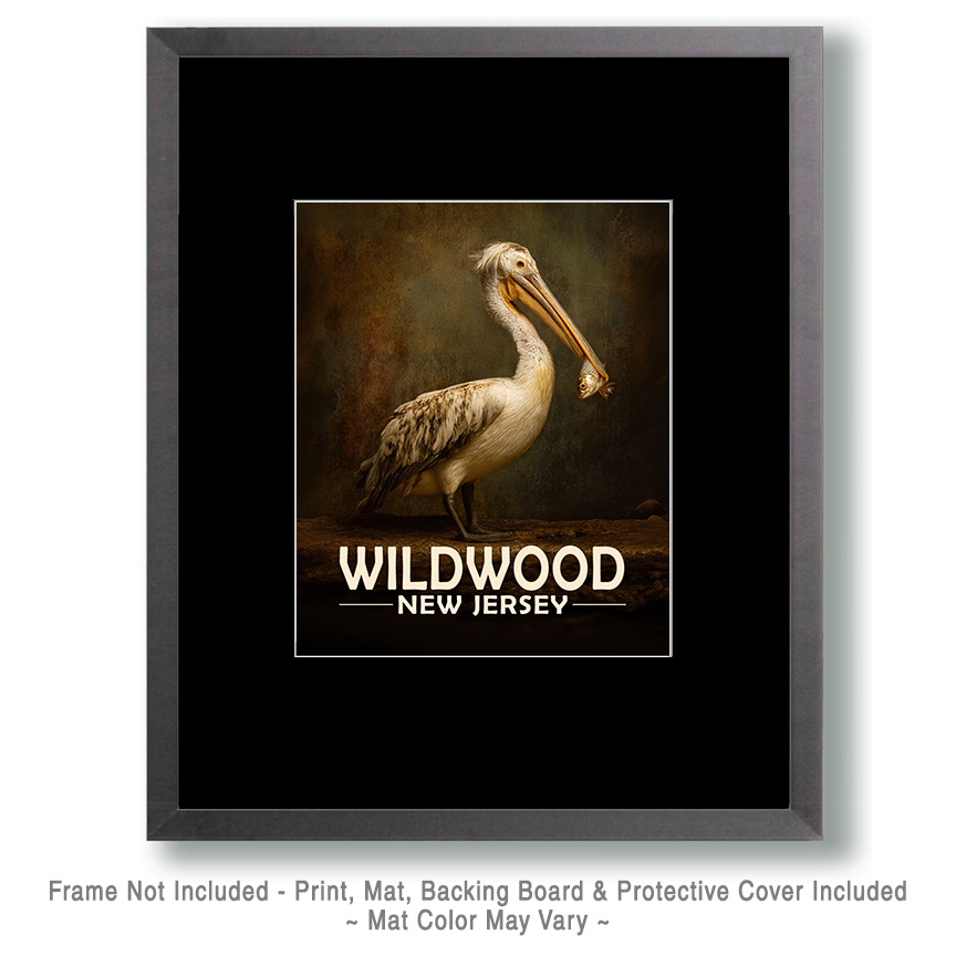Wildwood, New Jersey Souvenir Art Print - Pellican with Fish - Image 2