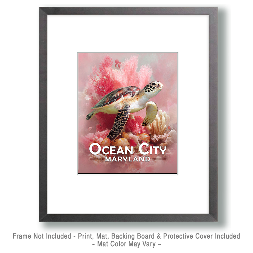 Ocean City, Maryland Souvenir Art Print - Curious Sea Turtle - Image 2