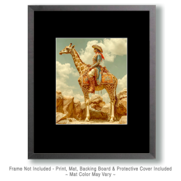 Cowgirl Riding a Giraffe - Vintage Cowgirl Art