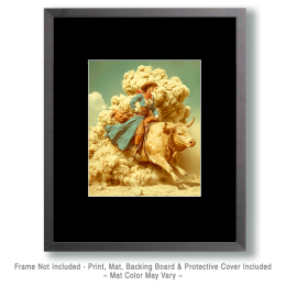 Cowgirl Riding a Wild Bull - Vintage Cowgirl Art