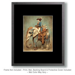 Rebecca Riding an Elephant - Vintage Style Cowgirl Art