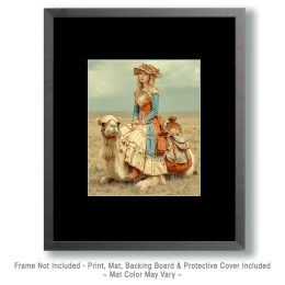 Melinda on a Stubborn Camel - Vintage Style Cowgirl Art