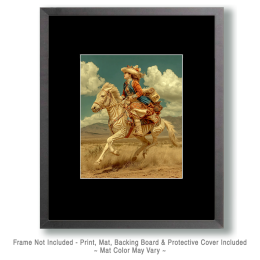 Rebecca Riding a Zebra - Vintage Style Cowgirl Art