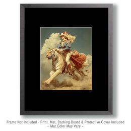 Rebecca Riding Her Tiger- Vintage Style Cowgirl Art