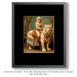 Young Rebecca Riding Her Tiger- Vintage Style Cowgirl Art