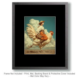 Rebecca Ridng a Chicken - Vintage Style Cowgirl Art