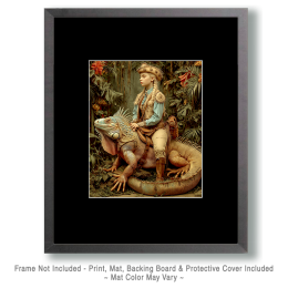 Young Jennifer on Her Bearded Dragon - Vintage Style Cowgirl Art