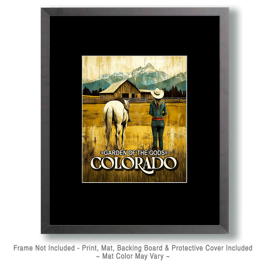 Cowgirl and Her Horse by the Barn - Garden of the Gods Souvenir Art Print - Image 2