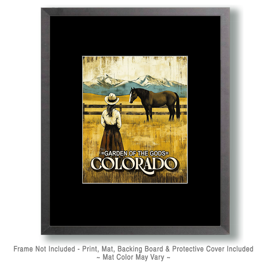 Cowgirl and Her Horse - Garden of the Gods Souvenir Art Print - Image 2