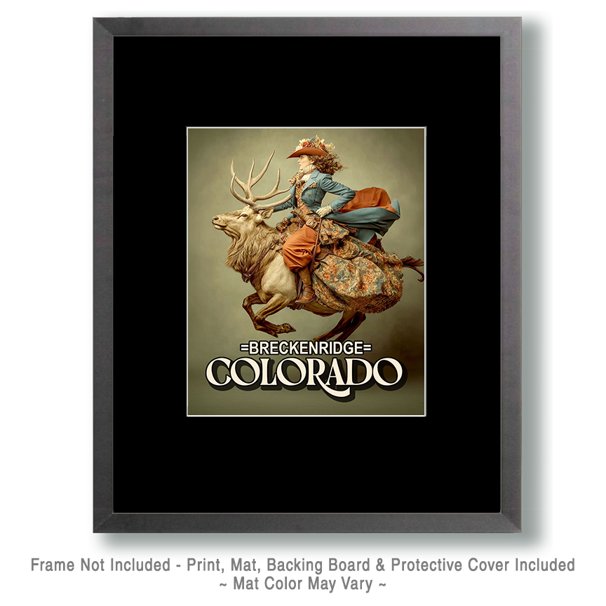 Cowgirl Riding an Elk - Breckenridge, Colorado Souvenir Art Print - Image 2