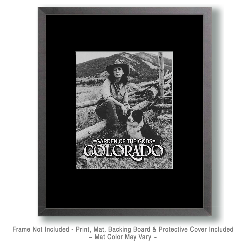 Cowgirl with Her Border Collie - Garden of the Gods Souvenir Art Print - Image 2