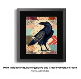 Folk Art Raven against Native American Blanket