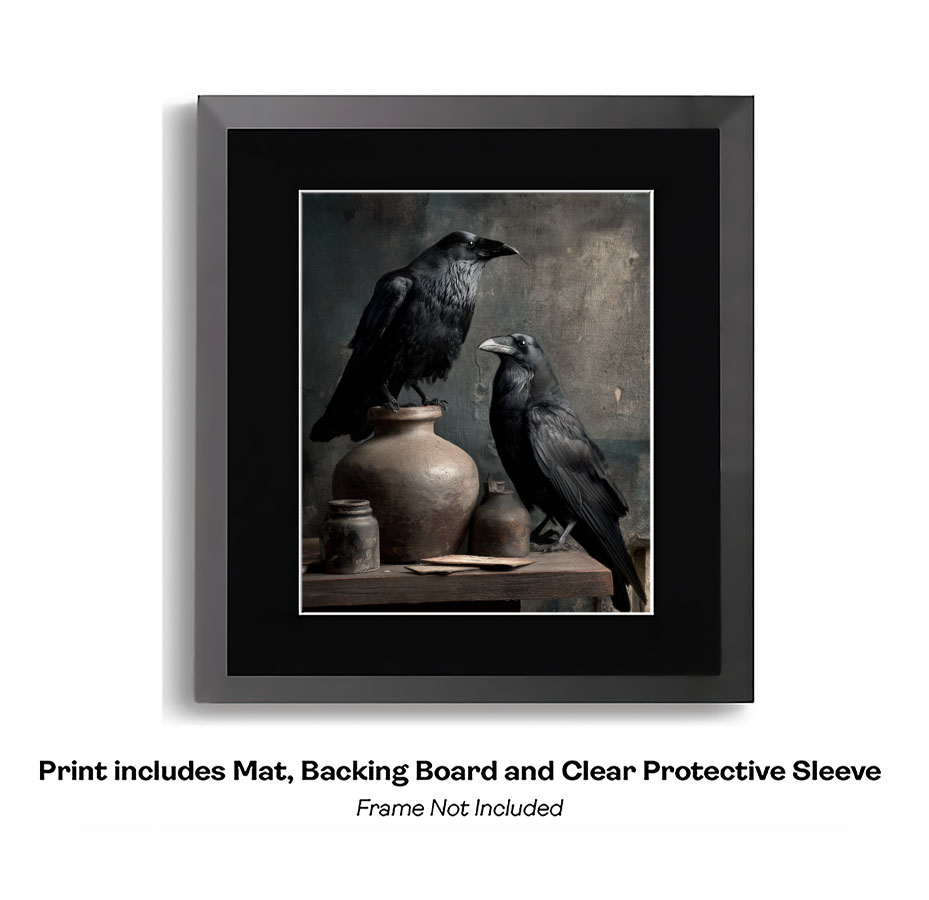 Pair of Ravens with Pottery