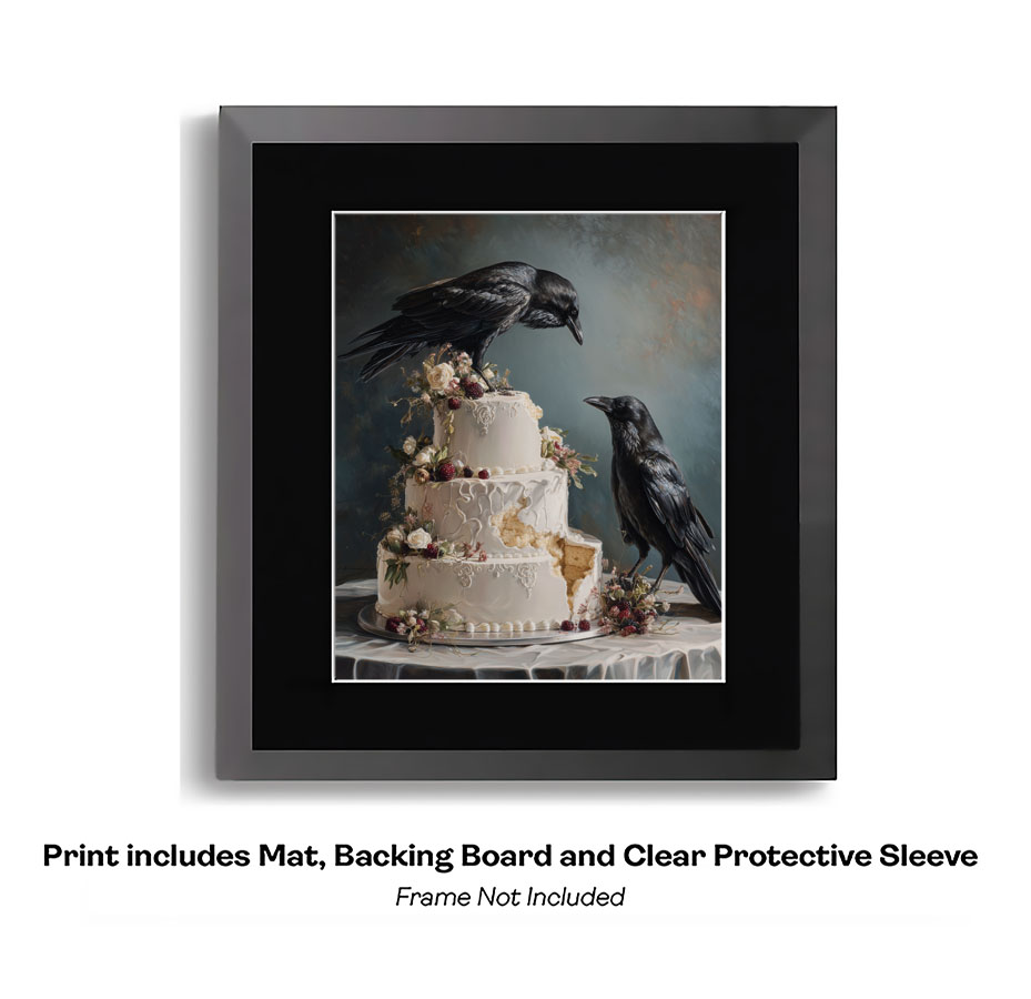 Two Ravens Eating Wedding Cake