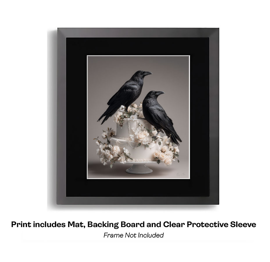 Ravens Perched on Wedding Cake