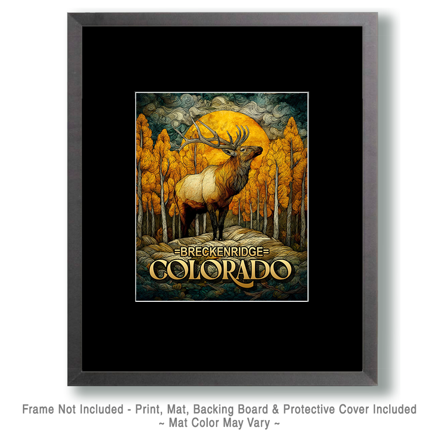 Golden Elk - Breckenridge, Colorado Souvenir Art Print - Image 2
