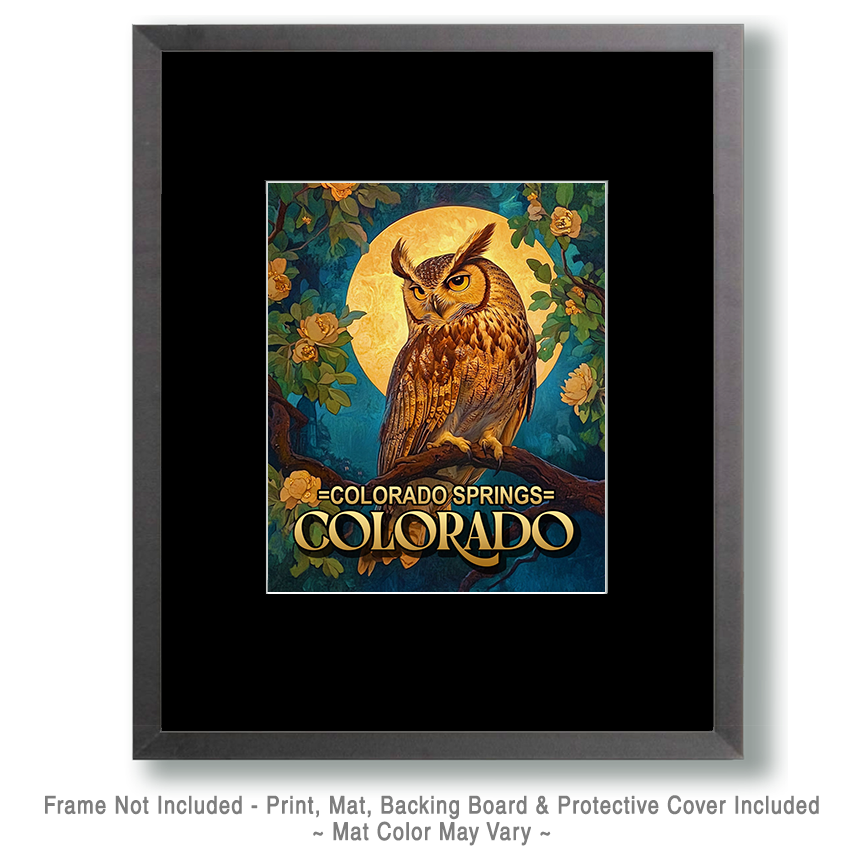 Great Horned Owl - Colorado Springs Souvenir Art Print - Image 2