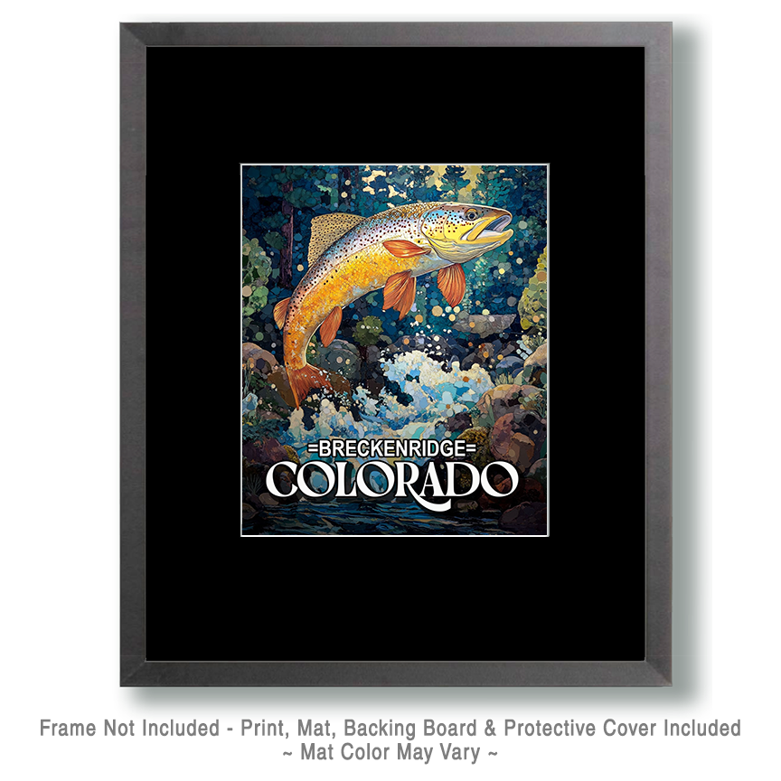 Jumping Trout - Breckenridge, Colorado Souvenir Art Print - Image 2