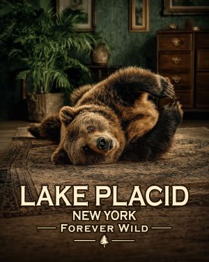 Lake Placid New York - Forever Wild - Bear Playing on Rug