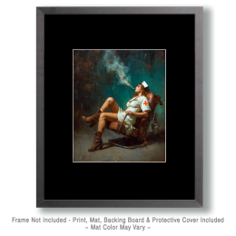 Nurse Smoking a Marijuana Joint After a Long Shift - Weed Wall Art Print